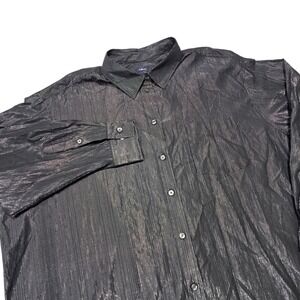 NEW Gap‎ The Big Shirt Mens XXL Black Metallic Silver Pinstripe Button Down NWT